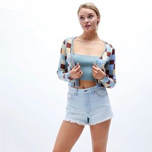 NWT PacSun Eco Light Blue High Waisted Denim Festival Shorts